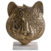 Figura decorativa in metallo dorato a forma di faccia di tigre Ornamento per la visualizzazione di ornamento decorativo