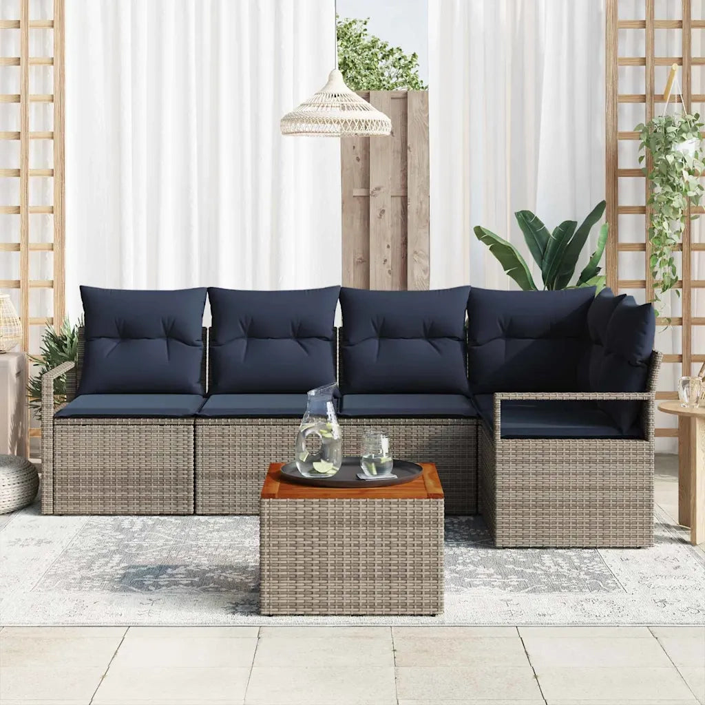 Set Divano da Giardino con cuscino 6 pcs Grigio polyrattan 3347710