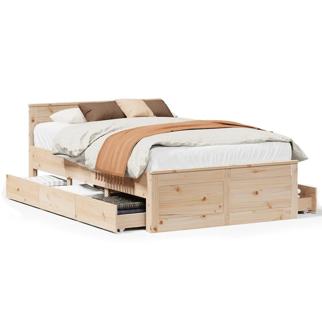 Giroletto senza Materasso con Testata 135x190 cm Massello Pino 3308780