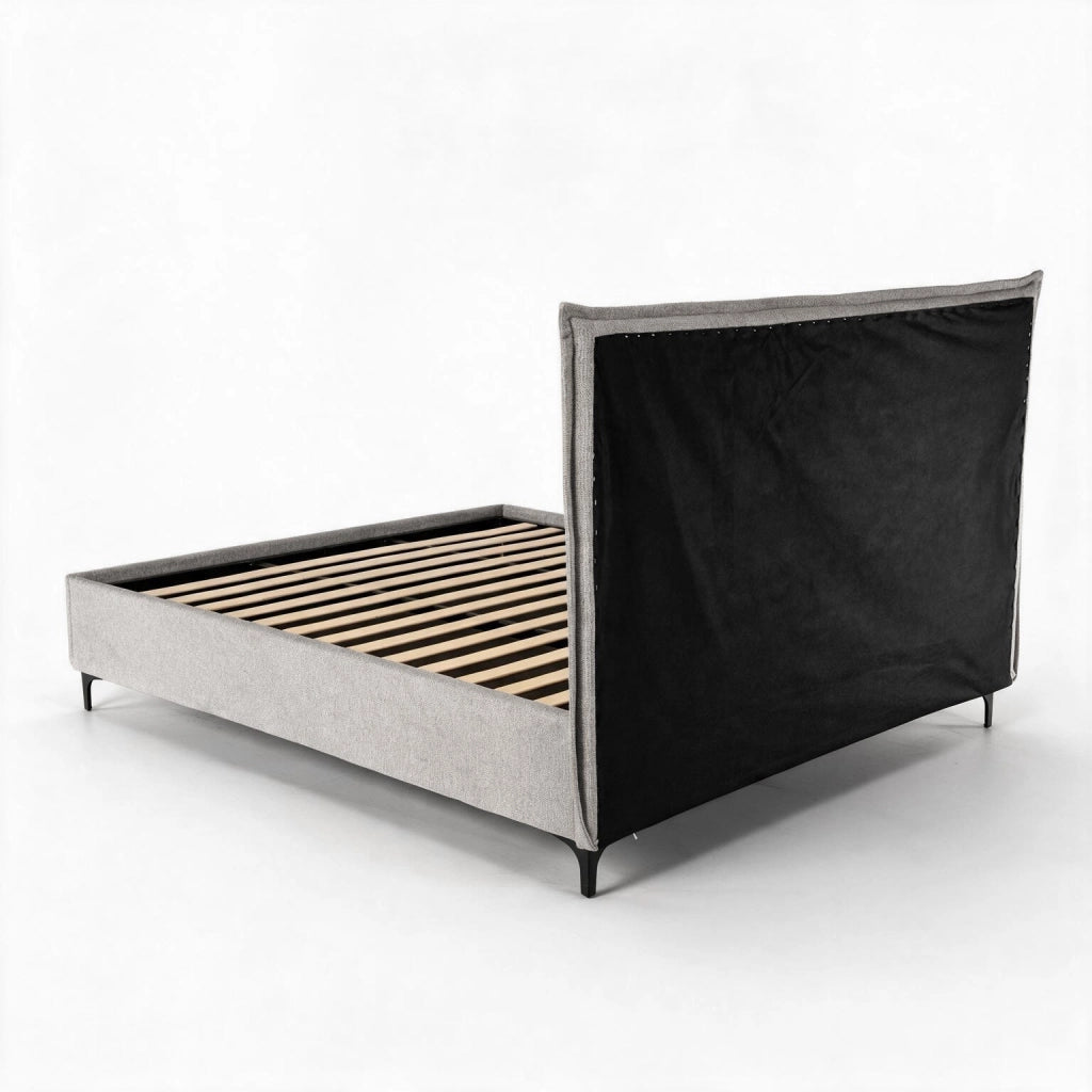 Letto matrimoniale Line contenitore in tessuto Aragon 80 light grey