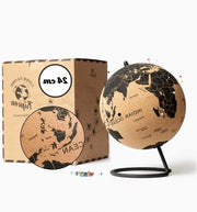 Globus in legno nero - tema di viaggio - 24 cm