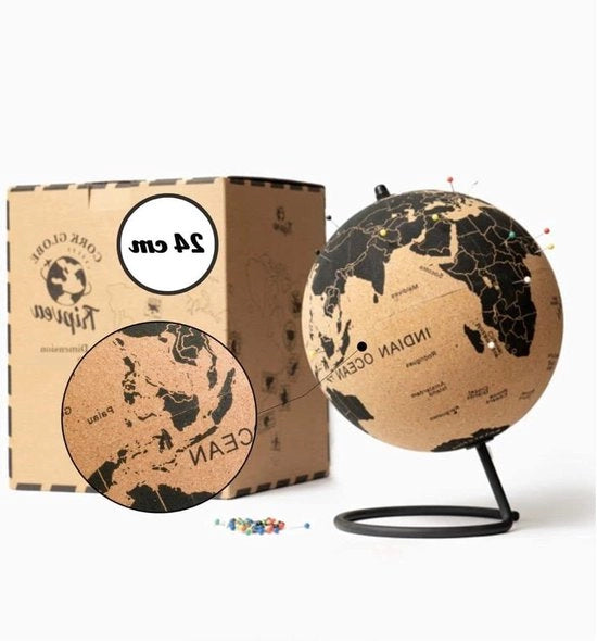 Globus in legno nero - tema di viaggio - 24 cm