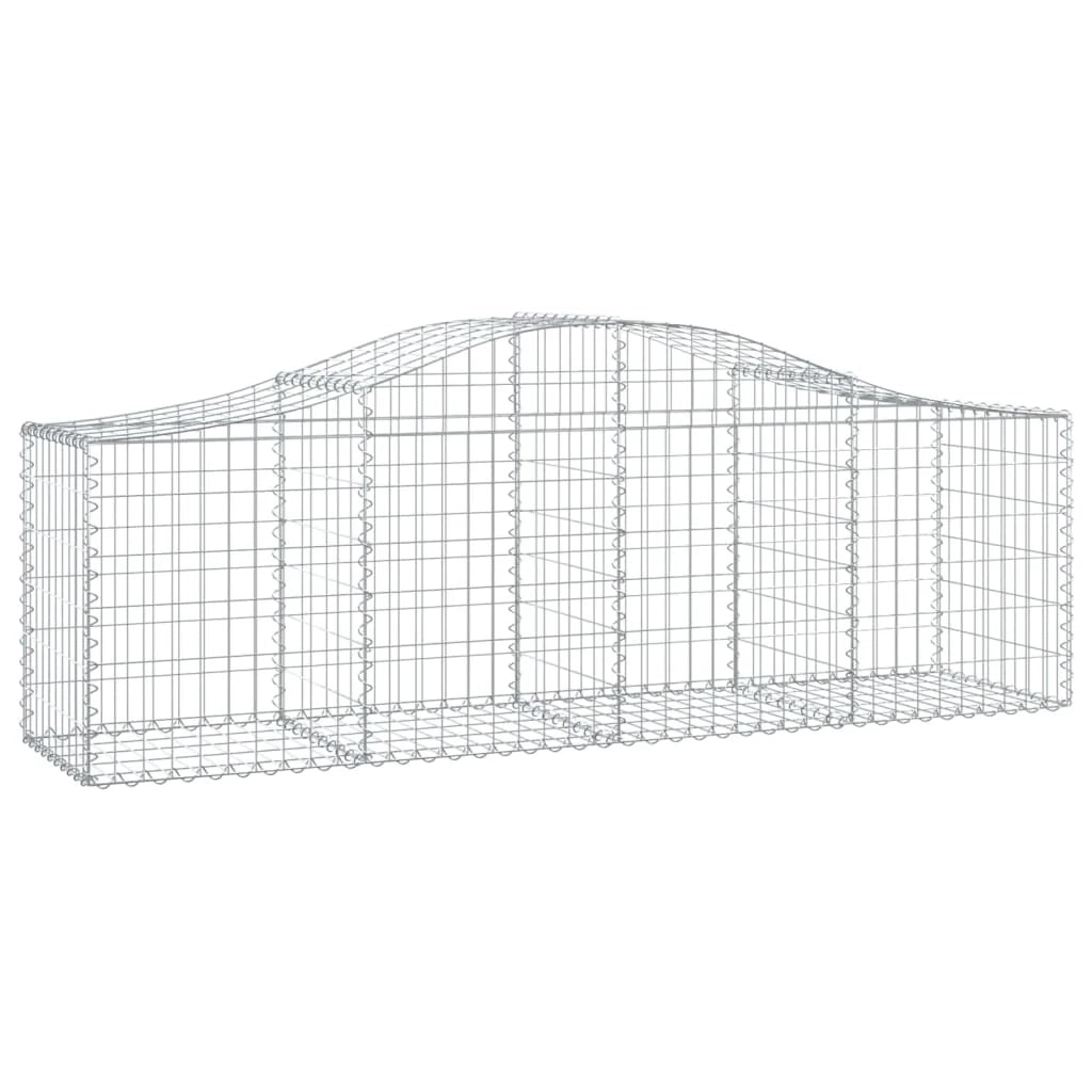 Cestini gabbioni recinzione a gabbia muro di contenimento ad arco 15 pezzi 200 x 50 x 60/80 cm ferro zincato argento 02_0040425