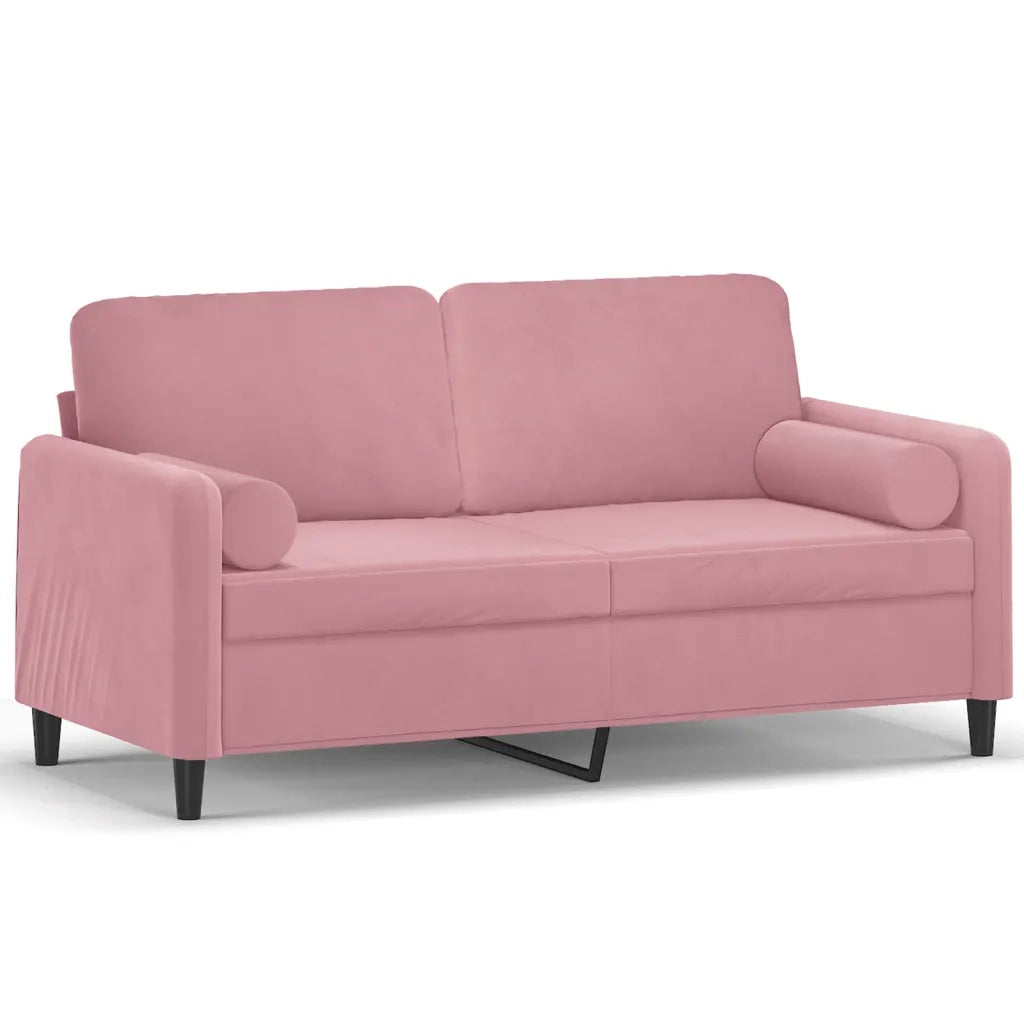 Divano a 2 Posti con Cuscini-Sofa 2 Posti con Cuscini Rosa 140 cm in Velluto 343973