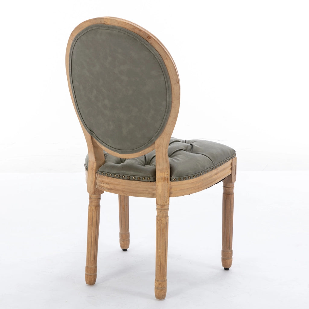 Set di 2 sedie da pranzo in stile country francese, struttura in legno massello anticato, schienale ovale completamente trapuntato a mano, rivestiment