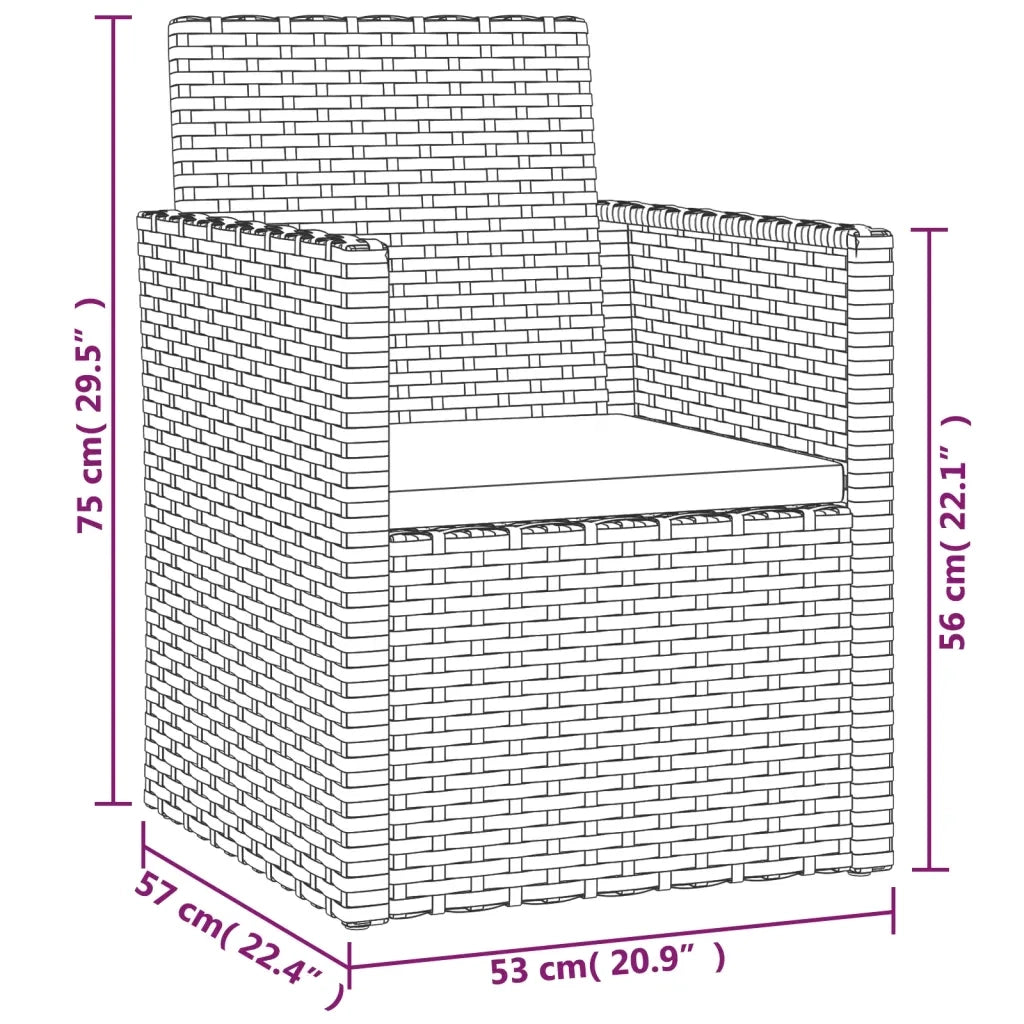 Poltrona da Giardino con Cuscino Grigio in Polyrattan 362321