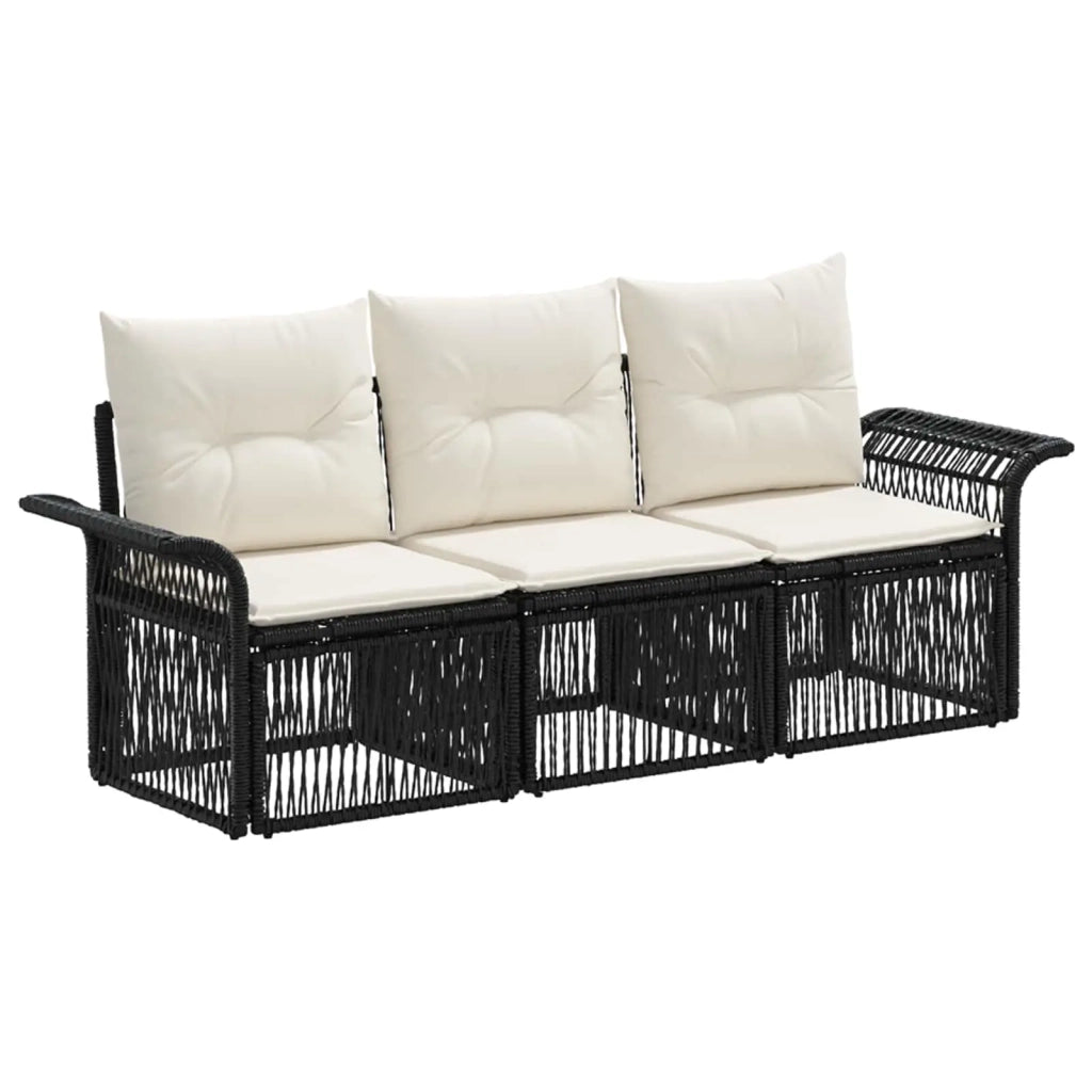 Set Divano da Giardino 3 pz Nero polyrattan 3434746