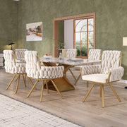 SEDIA Girevole 360° Set da 6 pezzi in velluto beige