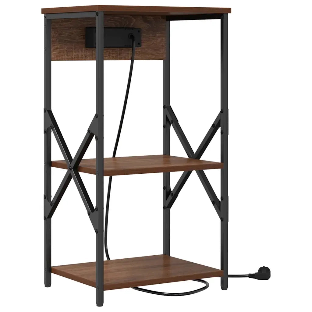 Comodino | Armadio da Notte | Mobiletto da notte con lo scaffale Rovere Marrone 41 x 31 x 76 cm