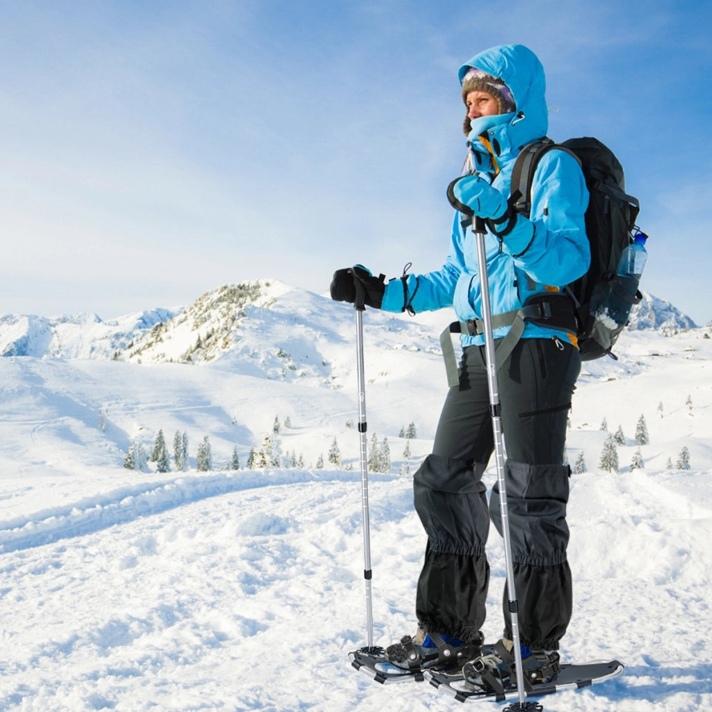 Bastoncini da trekking e borsa per trasporto per uomini telaio in alluminio, Set di racchette da neve con sistema 78 cm Argento