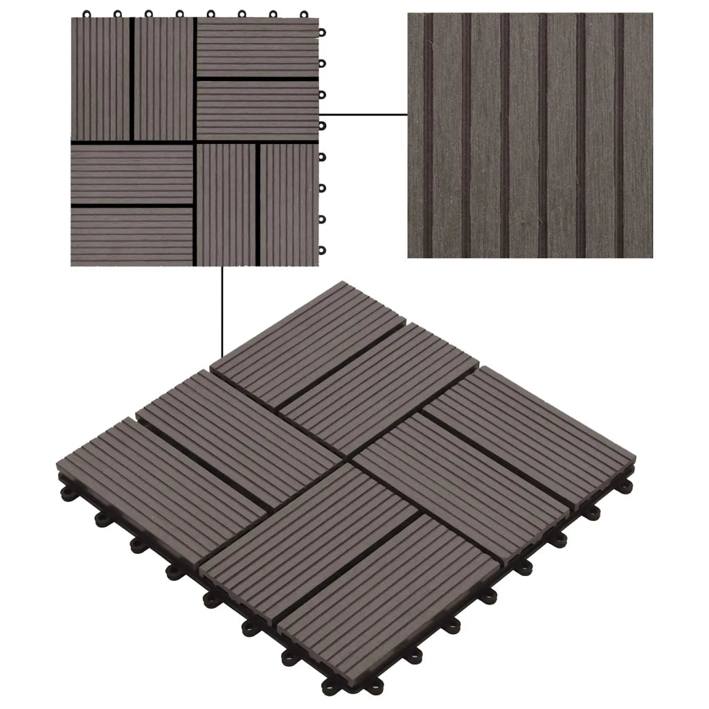 Piastrella per Decking 22 pcs Marrone Scuro 30 x 30 cm WPC 3444841