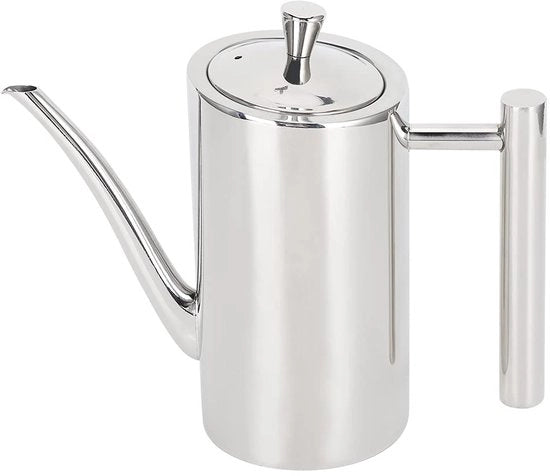 Dispensatore di olio di oliva - 500ml - Dispensatore per cucina senza gocce - Lattina di acciaio inossidabile con beccuccio ermetico - Adatto per la cottura - Argento