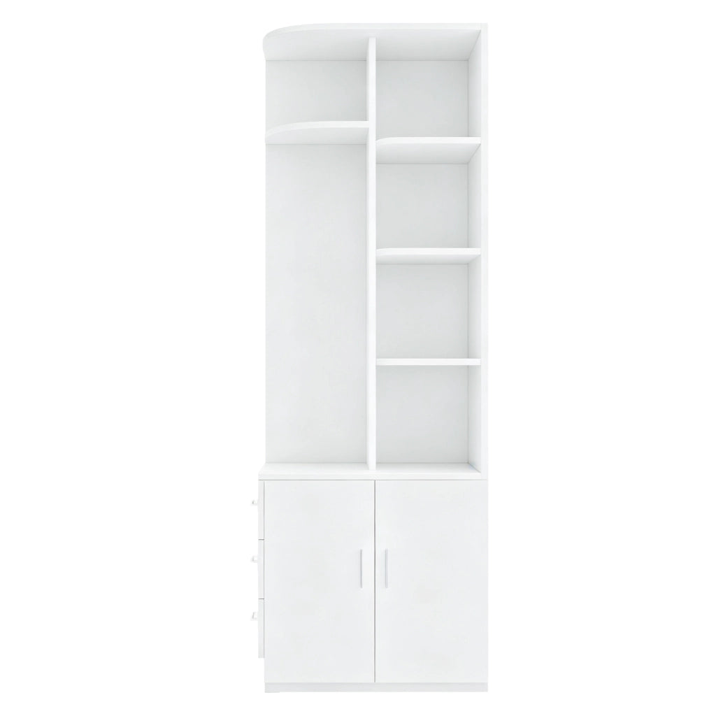 Armadio con 1 anta; ripiani aperti; cassetti; barra appendiabiti per camera da letto; in MDF bianco; 70 × 55 × 175 cm