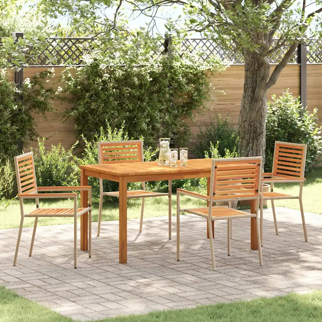 Set da Pranzo per Giardino 5 pcs Beige Legno di Acacia Massello