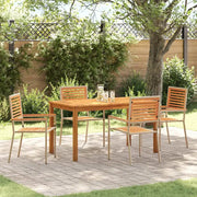 Set da Pranzo per Giardino 5 pcs Beige Legno di Acacia Massello