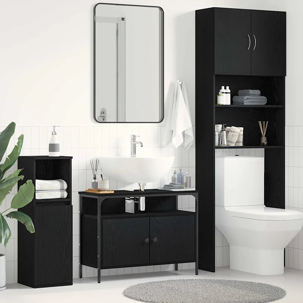 Armadio per Lavabo da Bagno Rovere nero 80 x 30 x 60 cm 862237