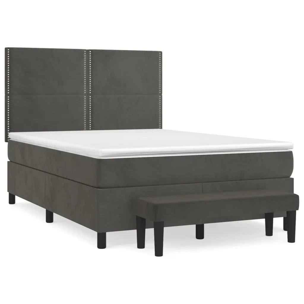 Giroletto a Molle con Materasso Grigio Scuro 140x200 cm Velluto 3137786