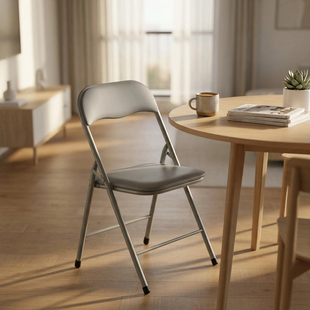 Sedia Pieghevole Salvaspazio in Acciaio PVC cm 44x45x79 - SLIM