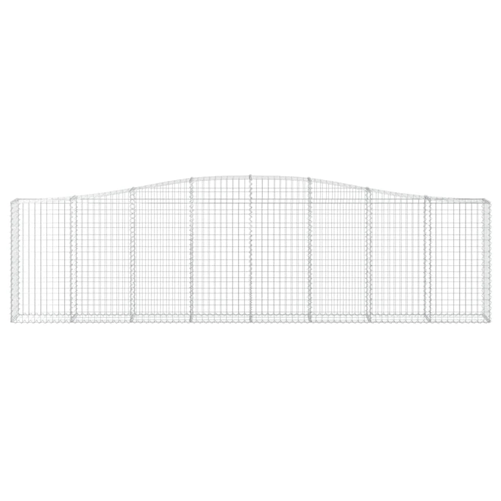 Cestini gabbioni recinzione a gabbia muro di contenimento ad arco 7 pezzi 400 x 30 x 100/120 cm ferro zincato argento 02_0041118