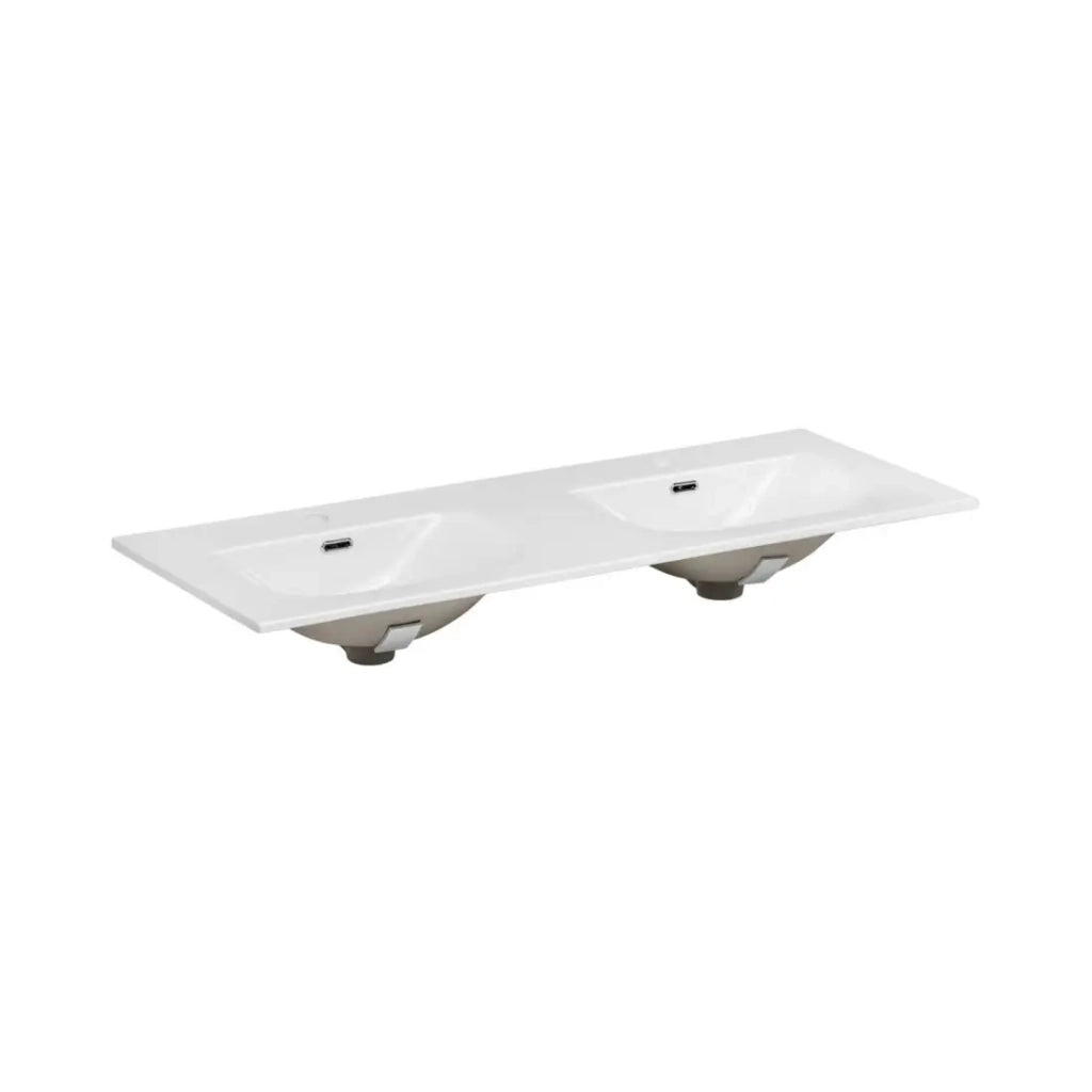 Set ICON bianco: mobili sotto lavabo 120cm + doppio lavabo incassato in ceramica bianca