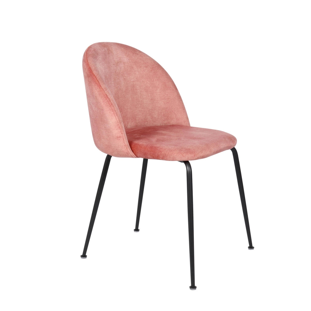 Sedia Calypso in Velluto Rosa Chiaro con Struttura in Metallo Antracite - Design Moderno ed Elegante per Interni - 45x55x79 cm