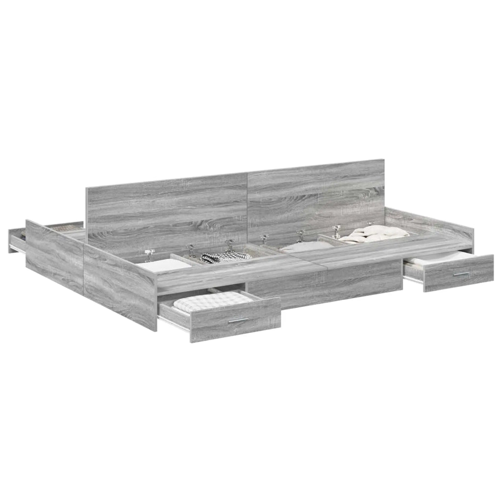 Struttura letto con contenitore-Giroletto con contenitore Grigio Sonoma 140 x 190 cm