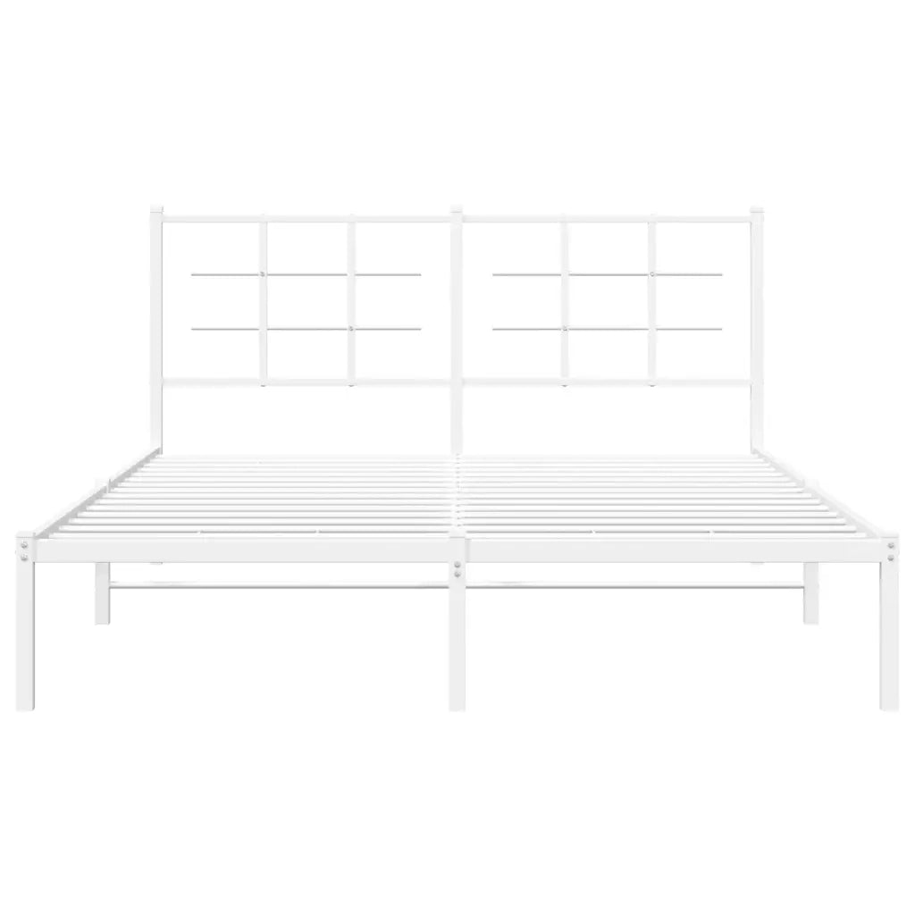 Letto matrimoniale | Letto per adulti | Giroletto con Testiera Metallo Bianco 160x200 cm