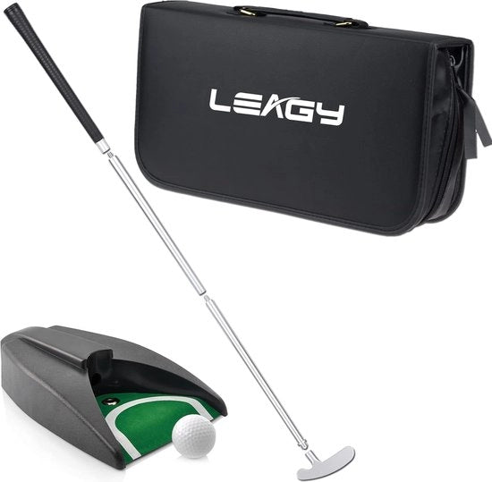 Set di Pratica per Golf con Ritorno dei Colpi per Interno e Esterno, Gioco di Golf per Bambini, Set Completo con Custodia, Sistema di Ritorno dei Colpi, Set di Putter per Ufficio e Campo da Golf