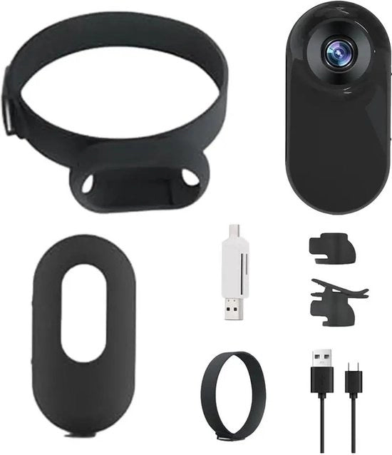 Custodia per animale con camera miniatura e tracker - acqua resistente - per gatti e cani - nero