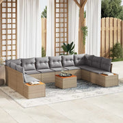Set Divano da Giardino con cuscino 11 pcs Beige Poly Rattan 3348181