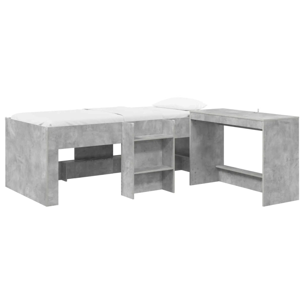 Letto alto per bambini con scrivania 2 pz Grigio Cemento 3423457