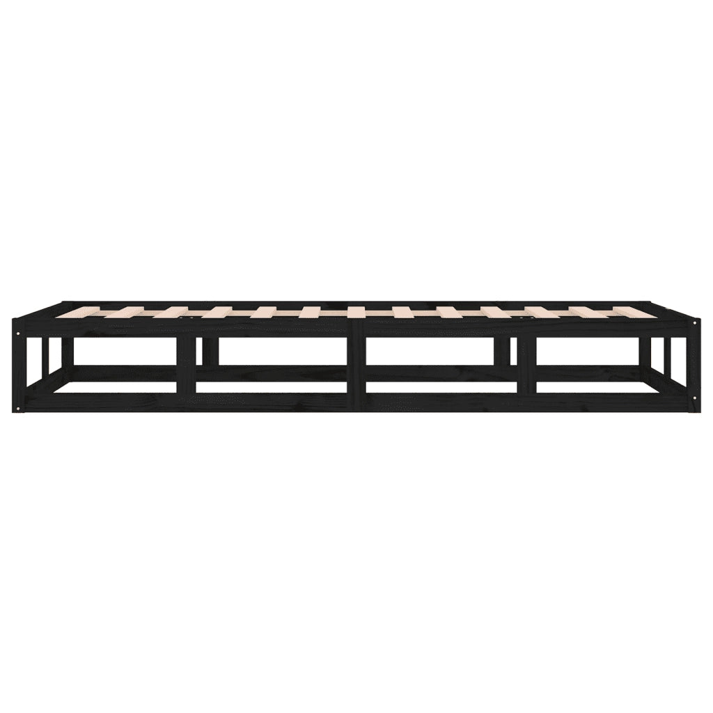 Giroletto-Struttura Letto Nero 75x190 cm Small Single in Legno Massello 415405