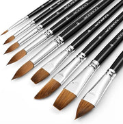 Set di pennelli acqueristici professionale a pelo di sable - punto rotondo lingua di gatto ovale lavaggio piatto filbert - pittura acqueristica gouache inchiostro
