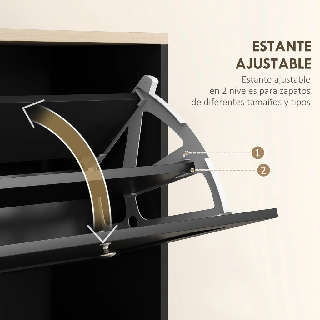 Scarpiera con cassetti e ripiani ¨C zephmum ¨C nero 60x23,5x115 cm