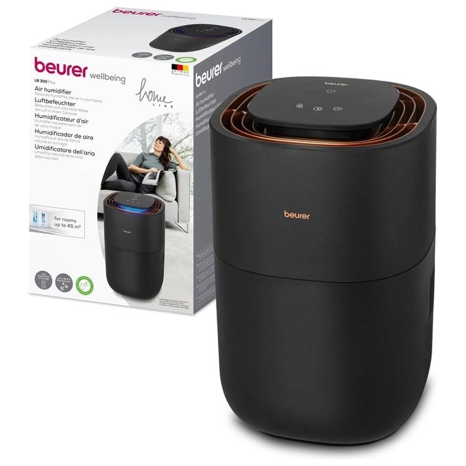 Beurer Umidificatore LB 300 Plus con Tecnologia di Evaporazione a Freddo ad Alta Efficienza Energetica, Indicatore di Umidità, Funzione di Asciugatura del Filtro Igienico, per Ambienti Fino a 45 m²