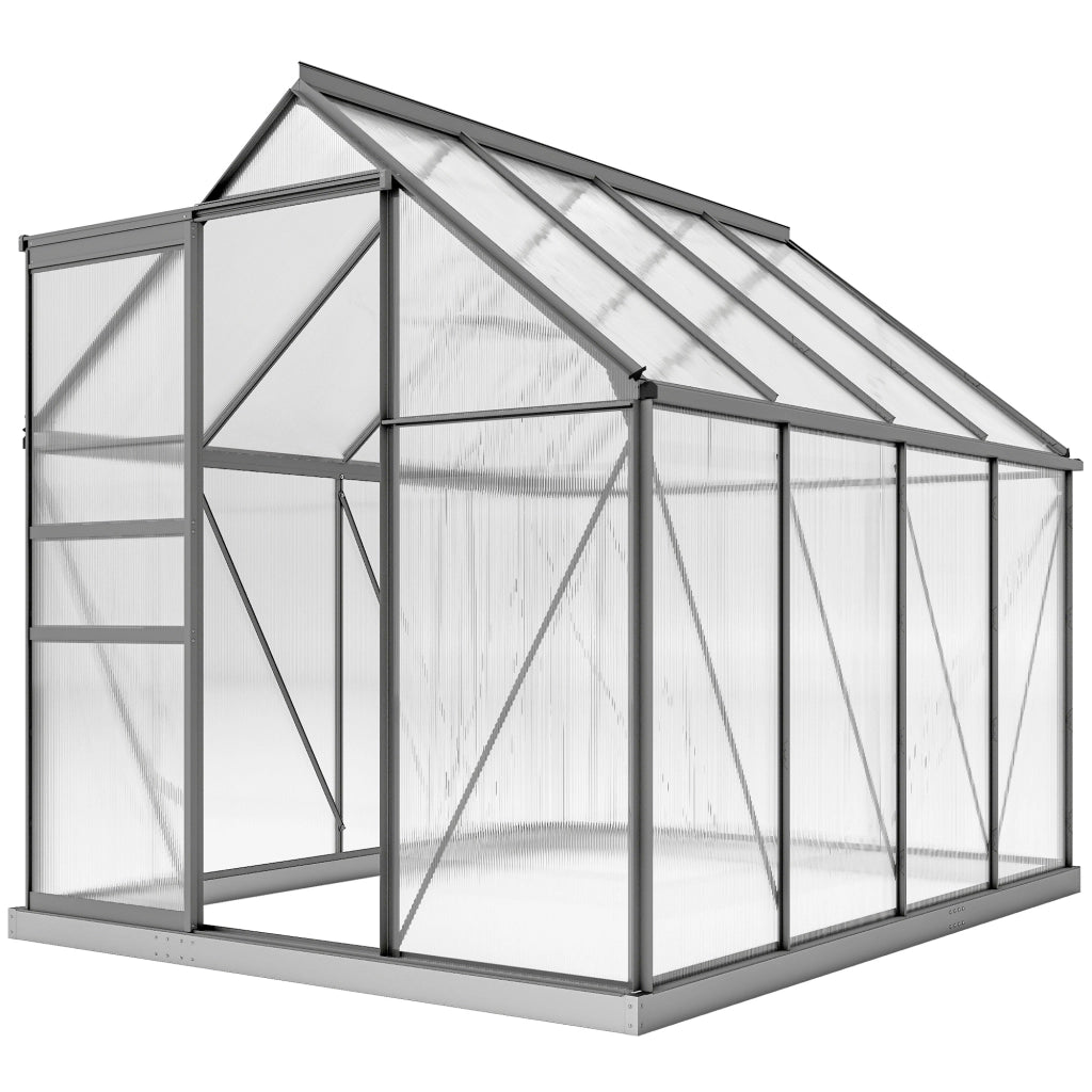 Serra Giardino in Policarbonato e Alluminio con Finestra e Porta Scorrevole ¨C Zephmum ¨C Grigio 190x253x199 cm