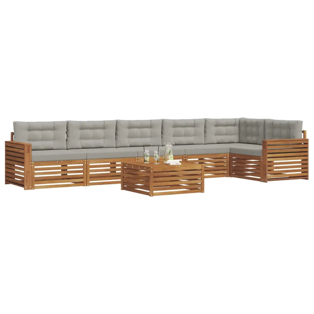 Set di divani da esterno 7 pcs Grigio Naturale e Chiaro 3373586
