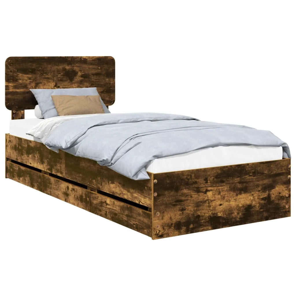 Letto singolo | Letto per adulti | Struttura del letto Quercia Affumicata 100 x 200 cm