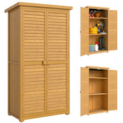 Casetta da Giardino Legno, Armadio Esterno Porta Attrezzi con 3 Mensole, Legno Impermeabile, 87x46x160, Marrone