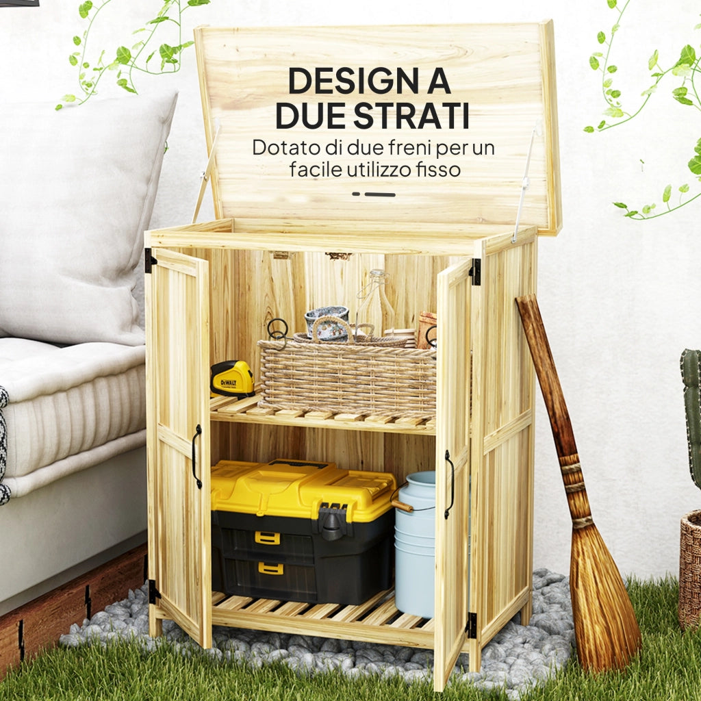 Armadietto da Esterno in Legno ¨C Xylo ¨C 2 Ante con Mensola per Giardino e Patio