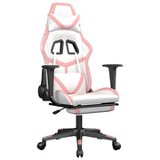 Sedia da Gaming | Sedia da e-sports con Poggiapiedi Bianco e Rosa in Similpelle