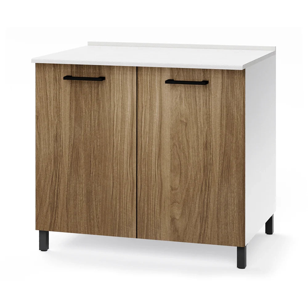 Base per cucina componibile da 80 cm con ante, realizzata in legno 100% MADE IN ITALY colore Noce