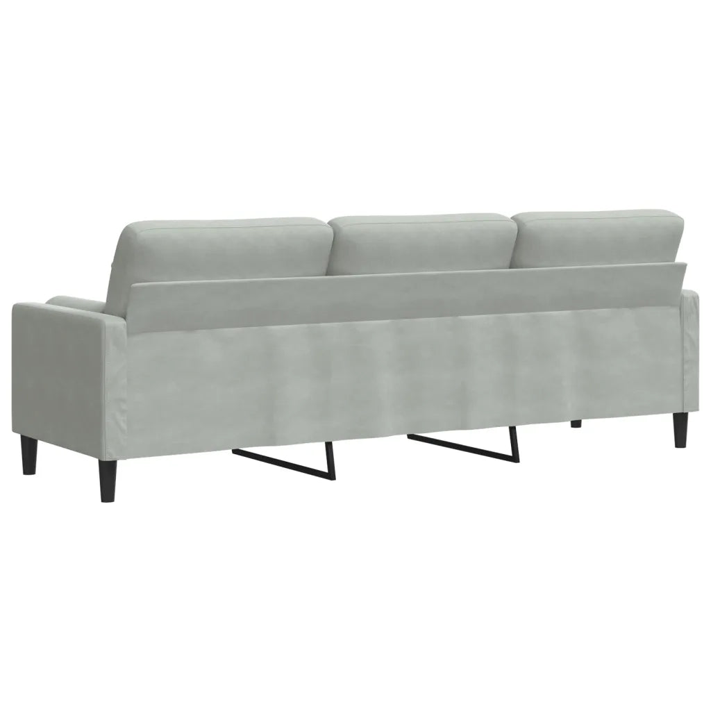 Divano a 3 Posti con Cuscini-Sofa 3 Posti con Cuscini Grigio Chiaro 210 cm in Velluto