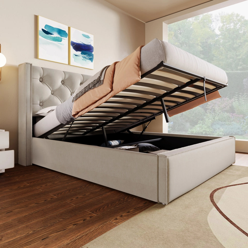 letto imbottito cotone grigio chiaro 140x200 cm