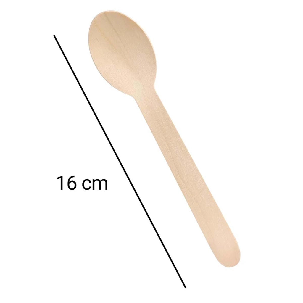 Set di 50 Cucchiai Naturali in Legno Monouso 16 cm Beige Alpina