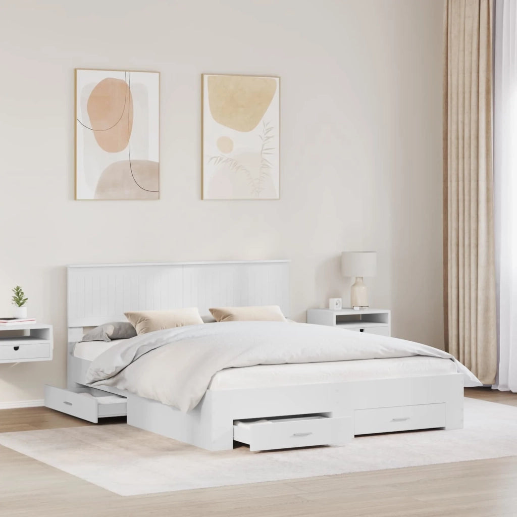 Struttura del letto-Giroletto-Rete del Letto Bianco 160 x 200 cm Legno multistrato 225676