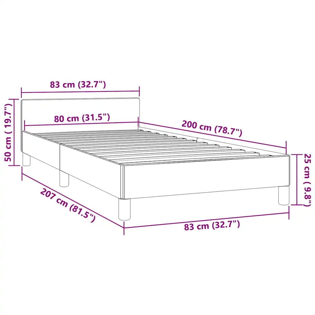Letto singolo | Letto per adulti | Giroletto con Testiera senza Materasso Rosa 80x200 cm Velluto