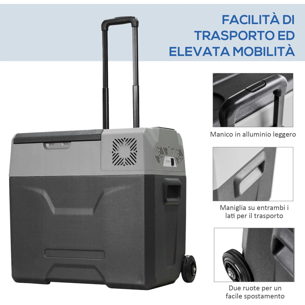 Frigorifero Auto da 50L ¨C Minimal ¨C Grigio, Alluminio e Plastica, 58.6x37.8x54.5 cm