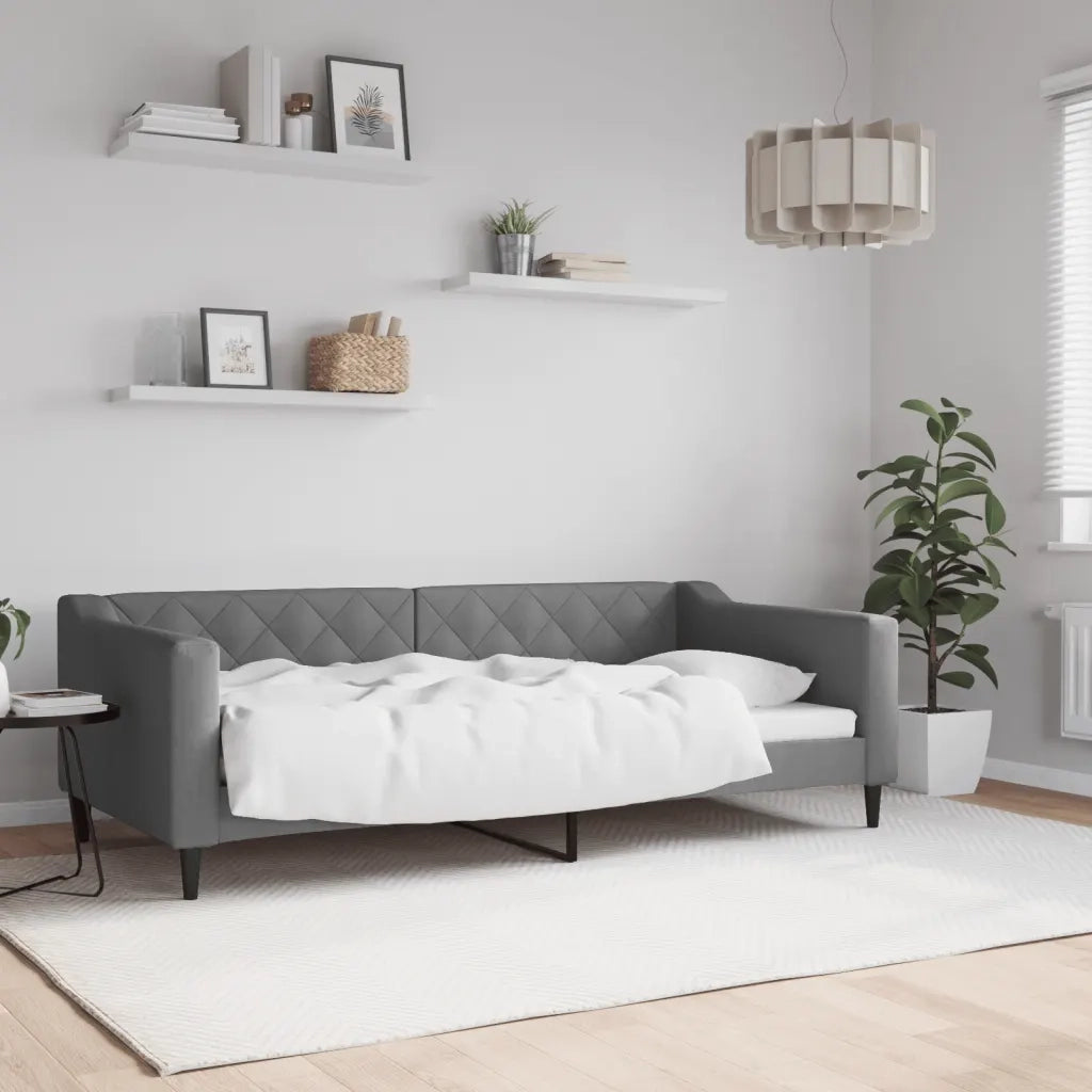 Letto singolo | Letto per adulti | Letto da Giorno Grigio Scuro 90x190 cm in Tessuto