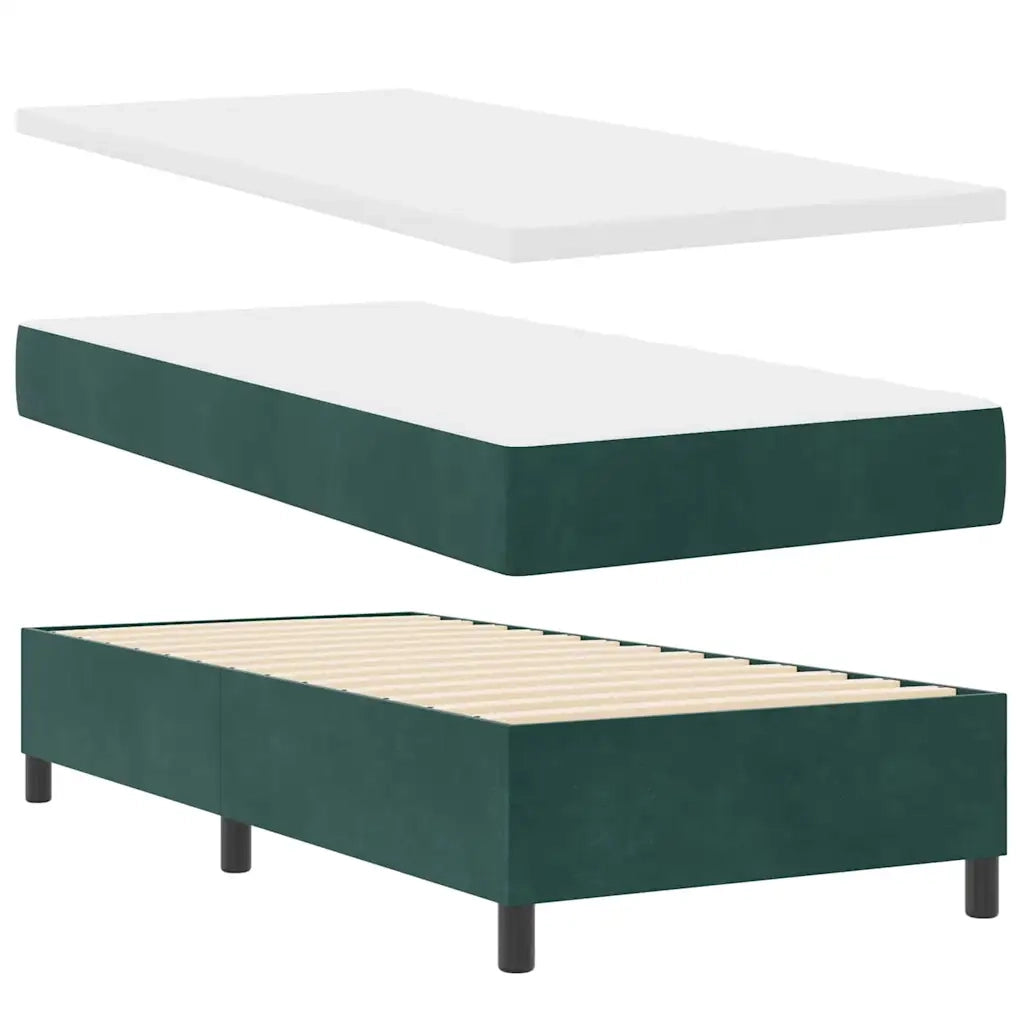 Letto a molle con materasso Verde Scuro 100 x 200 cm Velluto 3341999